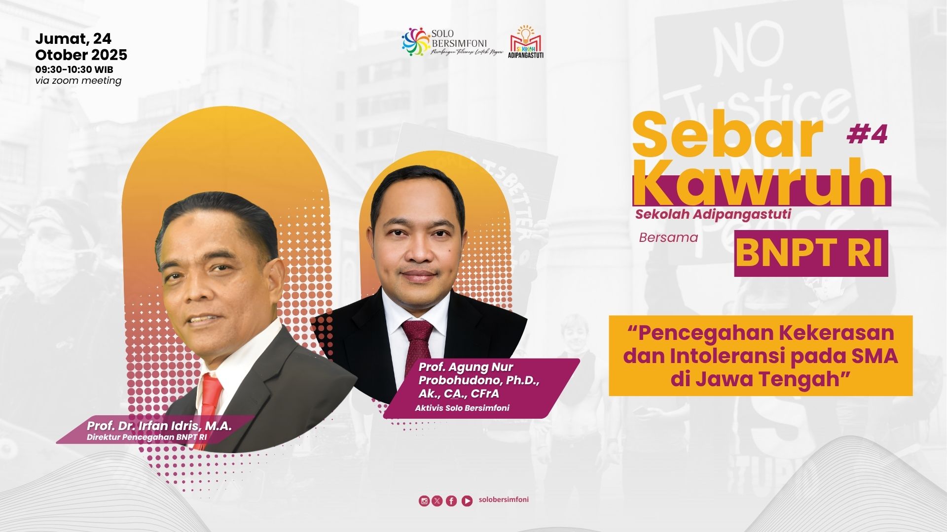 Webinar Sebar Kawruh #4 Bersama BNPT RI: Membangun Generasi Damai dan Toleran di Sekolah